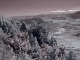 Handheld C-2020Z/R72 in the camera's native false color scheme; looking south from the crest of the Dakota Hogback west of Denver [C-2020Z]