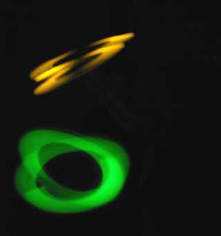 Twirling light sticks, Halloween, 2000. Handheld, f/2.0 at 1/2 sec. Click to see larger version. [C-2020Z]