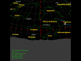 Sky chart looking south on 12/11/99 at 1800 hours.